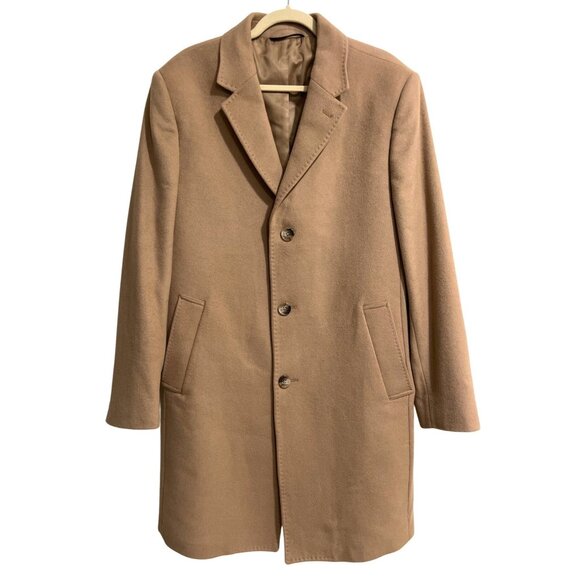 Lauren Ralph Lauren Black Label Cashmere Wool Long Coat Italian Tan Camel Men 42 - Picture 1 of 9